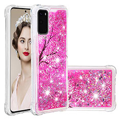 Coque Silicone Housse Etui Gel Bling-Bling S03 pour Samsung Galaxy S20 5G Rose Rouge