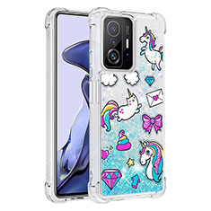 Coque Silicone Housse Etui Gel Bling-Bling S03 pour Xiaomi Mi 11T 5G Bleu Ciel