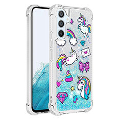 Coque Silicone Housse Etui Gel Bling-Bling YB1 pour Samsung Galaxy A54 5G Bleu Ciel