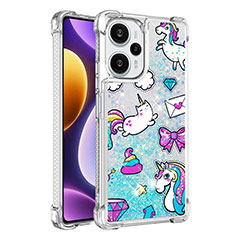 Coque Silicone Housse Etui Gel Bling-Bling YB1 pour Xiaomi Redmi Note 12 Turbo 5G Bleu Ciel