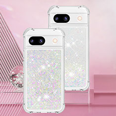 Coque Silicone Housse Etui Gel Bling-Bling YB3 pour Google Pixel 8a 5G Argent