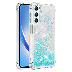 Coque Silicone Housse Etui Gel Bling-Bling YB3 pour Samsung Galaxy A24 4G Bleu Ciel