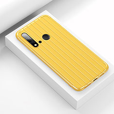 Coque Silicone Housse Etui Gel Line C01 pour Huawei Nova 5i Jaune