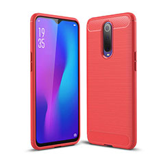 Coque Silicone Housse Etui Gel Line C01 pour Oppo R17 Pro Rouge