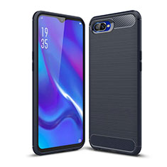 Coque Silicone Housse Etui Gel Line C01 pour Oppo RX17 Neo Bleu