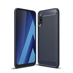 Coque Silicone Housse Etui Gel Line C01 pour Samsung Galaxy A70 Bleu