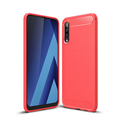 Coque Silicone Housse Etui Gel Line C01 pour Samsung Galaxy A70 Rouge
