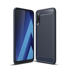 Coque Silicone Housse Etui Gel Line C01 pour Samsung Galaxy A70S Bleu