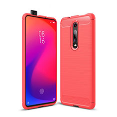 Coque Silicone Housse Etui Gel Line C01 pour Xiaomi Mi 9T Rouge