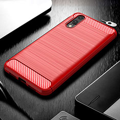 Coque Silicone Housse Etui Gel Line C02 pour Huawei P20 Rouge