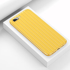 Coque Silicone Housse Etui Gel Line C02 pour Oppo K1 Jaune