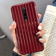 Coque Silicone Housse Etui Gel Line C03 pour Xiaomi Mi 9T Vin Rouge