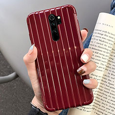 Coque Silicone Housse Etui Gel Line C04 pour Xiaomi Redmi Note 8 Pro Vin Rouge