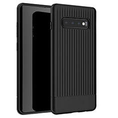 Coque Silicone Housse Etui Gel Line L01 pour Samsung Galaxy S10 Noir