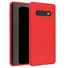 Coque Silicone Housse Etui Gel Line L01 pour Samsung Galaxy S10 Plus Rouge