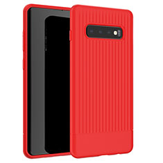 Coque Silicone Housse Etui Gel Line L01 pour Samsung Galaxy S10 Rouge