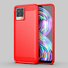 Coque Silicone Housse Etui Gel Line MF1 pour Realme 8 Pro Rouge