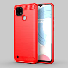 Coque Silicone Housse Etui Gel Line MF1 pour Realme C21Y Rouge