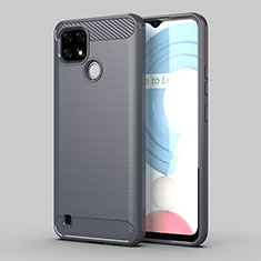 Coque Silicone Housse Etui Gel Line MF1 pour Realme C25Y India Gris