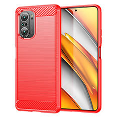 Coque Silicone Housse Etui Gel Line MF1 pour Xiaomi Poco F3 5G Rouge