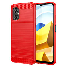 Coque Silicone Housse Etui Gel Line MF1 pour Xiaomi Poco M4 5G Rouge