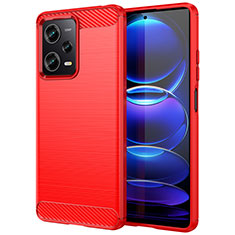 Coque Silicone Housse Etui Gel Line MF1 pour Xiaomi Redmi Note 12 Pro 5G Rouge