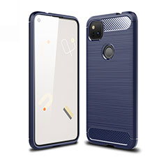 Coque Silicone Housse Etui Gel Line pour Google Pixel 4a Bleu