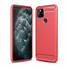 Coque Silicone Housse Etui Gel Line pour Google Pixel 5 Rouge