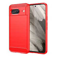 Coque Silicone Housse Etui Gel Line pour Google Pixel 8 5G Rouge