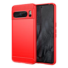 Coque Silicone Housse Etui Gel Line pour Google Pixel 8 Pro 5G Rouge