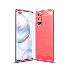Coque Silicone Housse Etui Gel Line pour Huawei Honor 30 Pro Rouge
