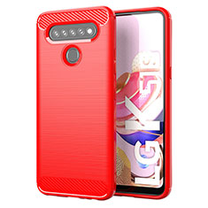 Coque Silicone Housse Etui Gel Line pour LG K51S Rouge