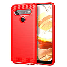 Coque Silicone Housse Etui Gel Line pour LG K61 Rouge