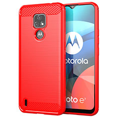 Coque Silicone Housse Etui Gel Line pour Motorola Moto E7 (2020) Rouge