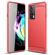 Coque Silicone Housse Etui Gel Line pour Motorola Moto Edge Lite 5G Rouge