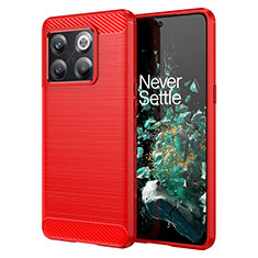 Coque Silicone Housse Etui Gel Line pour OnePlus 10T 5G Rouge