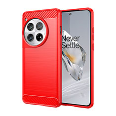 Coque Silicone Housse Etui Gel Line pour OnePlus 12R 5G Rouge