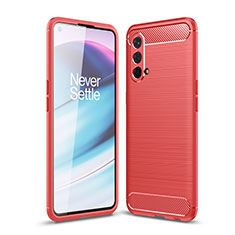 Coque Silicone Housse Etui Gel Line pour OnePlus Nord CE 5G Rouge