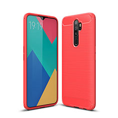Coque Silicone Housse Etui Gel Line pour Oppo A11 Rouge
