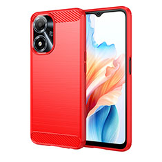 Coque Silicone Housse Etui Gel Line pour Oppo A2m 5G Rouge