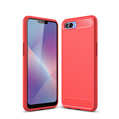 Coque Silicone Housse Etui Gel Line pour Oppo A5 Rouge