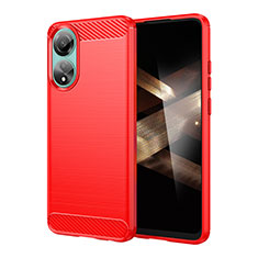 Coque Silicone Housse Etui Gel Line pour Oppo A78 4G Rouge