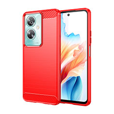 Coque Silicone Housse Etui Gel Line pour Oppo A79 5G Rouge