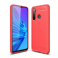 Coque Silicone Housse Etui Gel Line pour Realme 5 Rouge