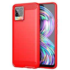 Coque Silicone Housse Etui Gel Line pour Realme 8 4G Rouge