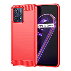 Coque Silicone Housse Etui Gel Line pour Realme 9 4G Rouge