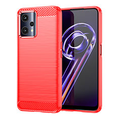 Coque Silicone Housse Etui Gel Line pour Realme 9 5G Rouge