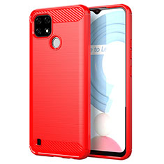 Coque Silicone Housse Etui Gel Line pour Realme C21 Rouge