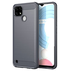 Coque Silicone Housse Etui Gel Line pour Realme C21Y Gris