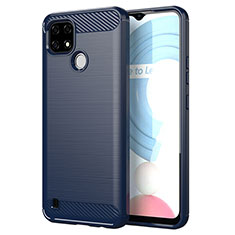 Coque Silicone Housse Etui Gel Line pour Realme C25Y India Bleu